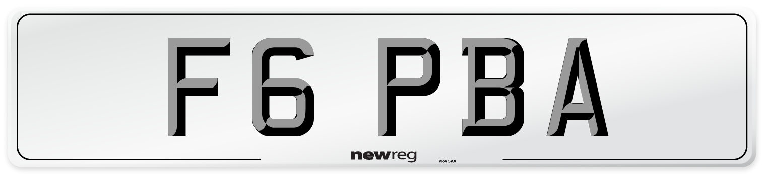 F6 PBA Number Plate from New Reg